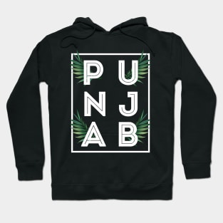 PUNJAB BOLD TYPO WITH GREEN LEAF - the LAND OF FIVE RIVERS Hoodie